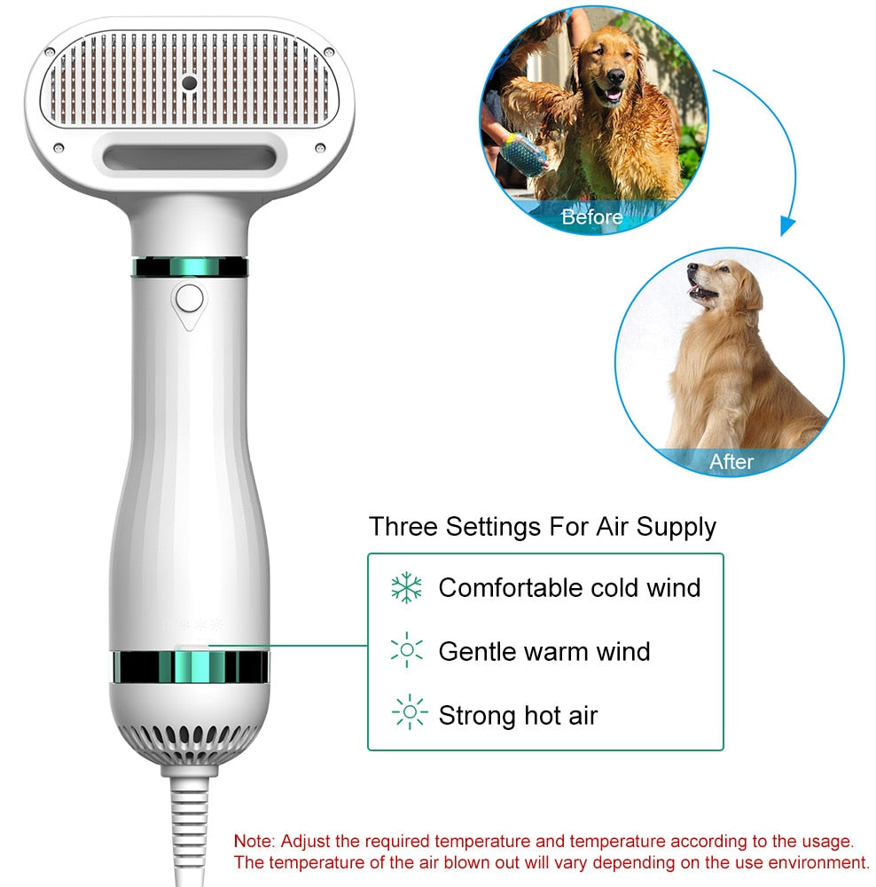 Dog Hair Dryer Pet Dryer Portable 2 in 1 Pet Grooming Hair Dryer And Comb Brush For Small and Medium Dogs and Cats new